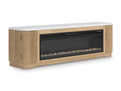 Camdill Light Brown 80" TV Stand with Electric Fireplace - Ornate Home