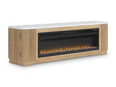 Camdill Light Brown 80" TV Stand with Electric Fireplace - Ornate Home