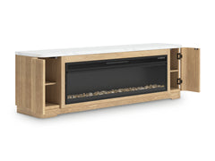 Camdill Light Brown 80" TV Stand with Electric Fireplace - Ornate Home