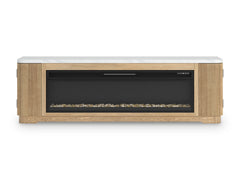 Camdill Light Brown 80" TV Stand with Electric Fireplace - Ornate Home