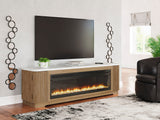 Camdill Light Brown XL TV Stand w/Fireplace Option - Ornate Home