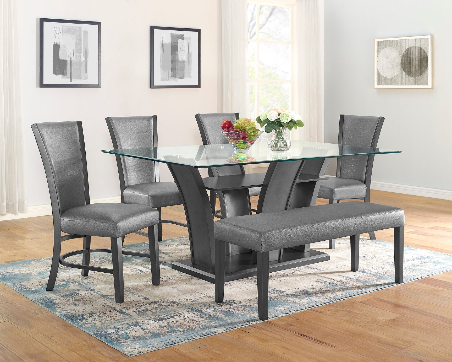 Camelia Dark Gray/Pewter Dining Set - Ornate Home