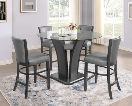 Camelia Gray & Glass Counter Height Round Dining Table - Ornate Home