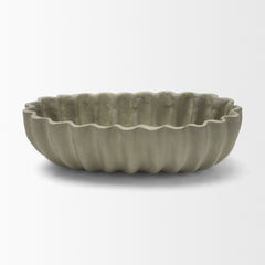 Camelia Sage Green Fluted Paper Mache Long Centerpiece Bowl - Ornate Home