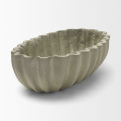 Camelia Sage Green Fluted Paper Mache Long Centerpiece Bowl - Ornate Home