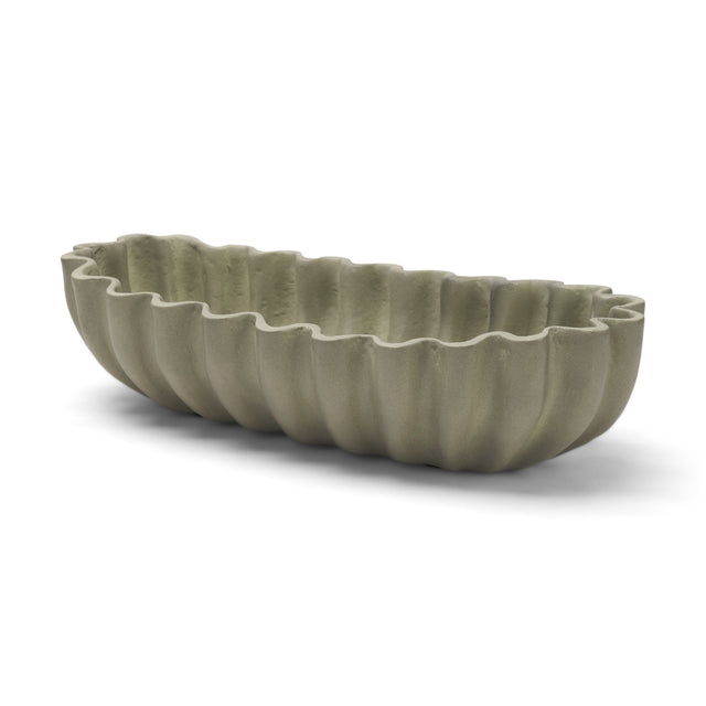 Camelia Sage Green Large Fluted Paper Mache Round Centerpiece Bowl - Ornate Home