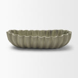 Camelia Sage Green Large Fluted Paper Mache Round Centerpiece Bowl - Ornate Home