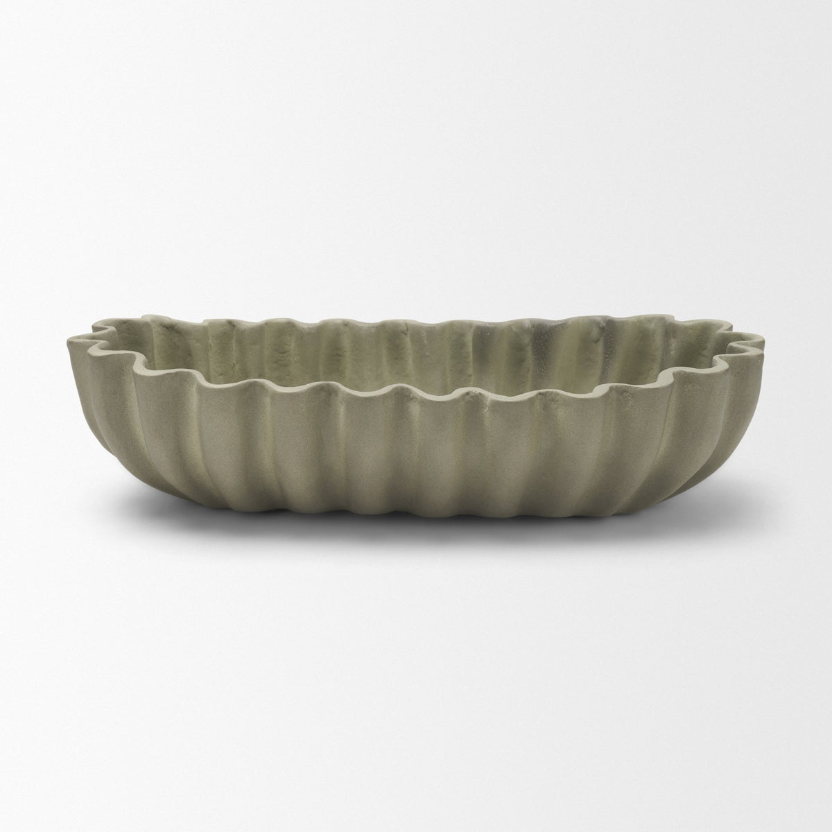Camelia Sage Green Large Fluted Paper Mache Round Centerpiece Bowl - Ornate Home