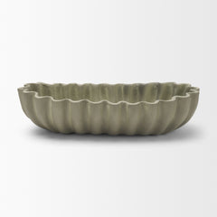 Camelia Sage Green Large Fluted Paper Mache Round Centerpiece Bowl - Ornate Home