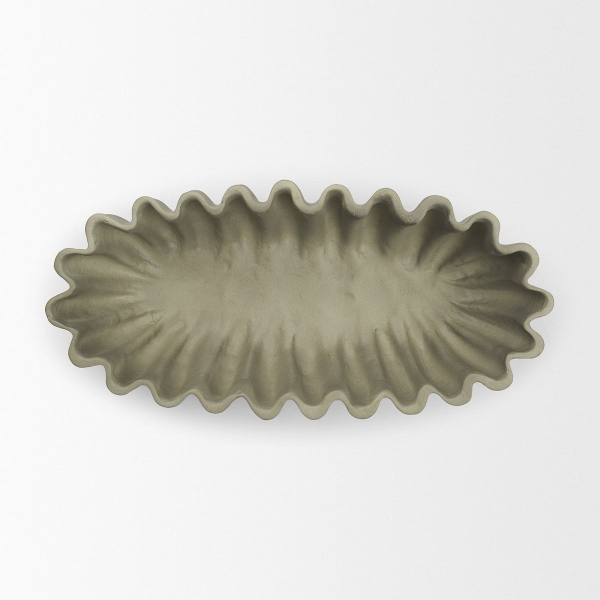 Camelia Sage Green Large Fluted Paper Mache Round Centerpiece Bowl - Ornate Home