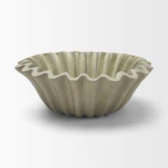 Camelia Sage Green Small Fluted Paper Mache Round Centerpiece Bowl - Ornate Home