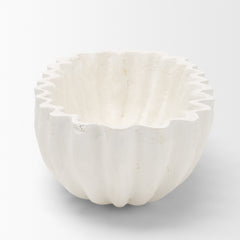 Camelia White Fluted Paper Mache Long Centerpiece Bowl - Ornate Home