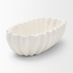 Camelia White Fluted Paper Mache Long Centerpiece Bowl - Ornate Home
