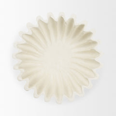 Camelia White Fluted Paper Mache Pedastal Centerpiece Bowl - Ornate Home