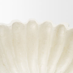 Camelia White Fluted Paper Mache Pedastal Centerpiece Bowl - Ornate Home