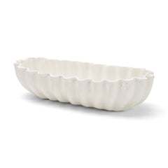 Camelia White Large Fluted Paper Mache Round Centerpiece Bowl - Ornate Home