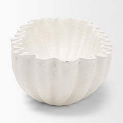 Camelia White Large Fluted Paper Mache Round Centerpiece Bowl - Ornate Home