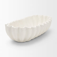 Camelia White Large Fluted Paper Mache Round Centerpiece Bowl - Ornate Home