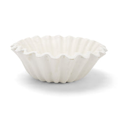Camelia White Small Fluted Paper Mache Round Centerpiece Bowl - Ornate Home