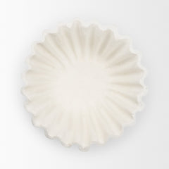 Camelia White Small Fluted Paper Mache Round Centerpiece Bowl - Ornate Home