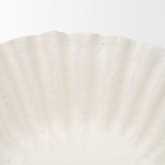 Camelia White Small Fluted Paper Mache Round Centerpiece Bowl - Ornate Home