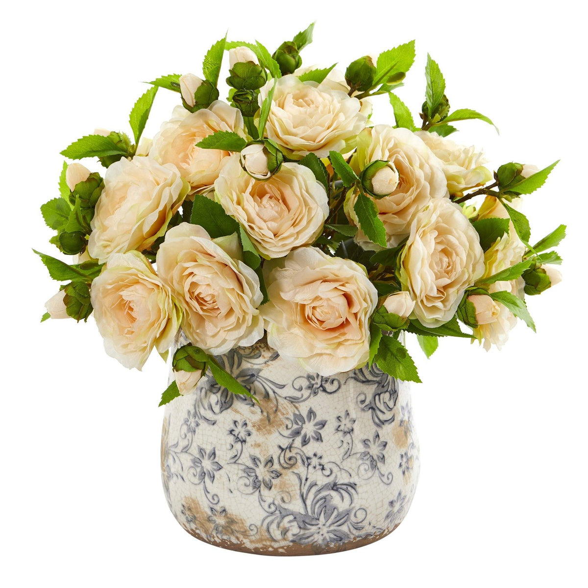 Camellia Artificial Arrangement in Decorative Vase