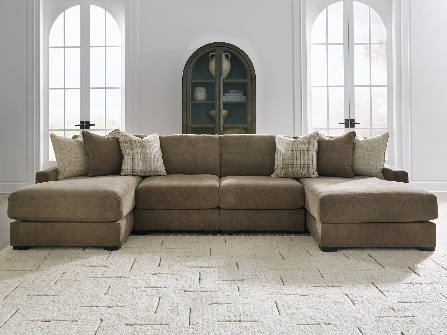 Camellia-Court Coffee 4-Piece Double Chaise Sectional (Online Special Price) - Ornate Home
