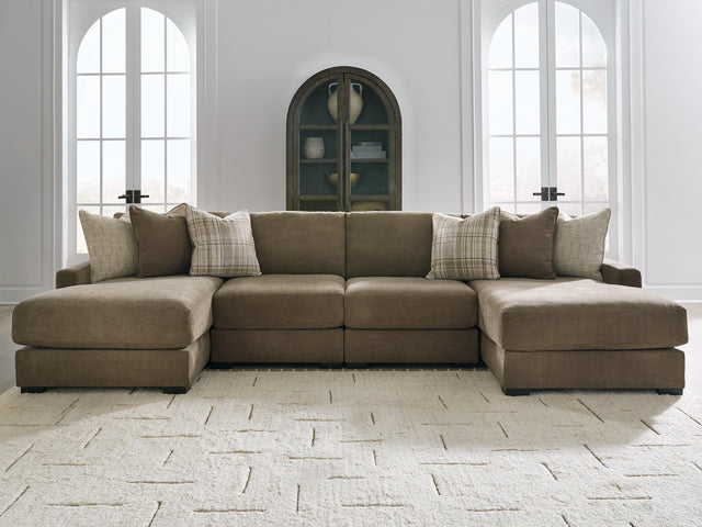 Camellia-Court Coffee 4-Piece Double Chaise Sectional (Online Special Price) - Ornate Home
