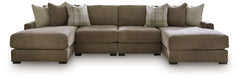 Camellia-Court Coffee 4-Piece Double Chaise Sectional - Ornate Home