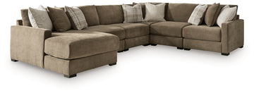 Camellia-Court Coffee 6-Piece Sectional with Chaise - Ornate Home