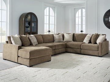 Camellia-Court Coffee 6-Piece Sectional with Chaise - Ornate Home