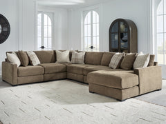 Camellia-Court Coffee 6-Piece Sectional with Chaise - Ornate Home
