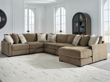 Camellia-Court Coffee 6-Piece Sectional with Chaise - Ornate Home