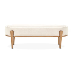 Camellia Field Antique Gold/Linen Accent Bench - Ornate Home