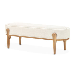Camellia Field Antique Gold/Linen Accent Bench - Ornate Home
