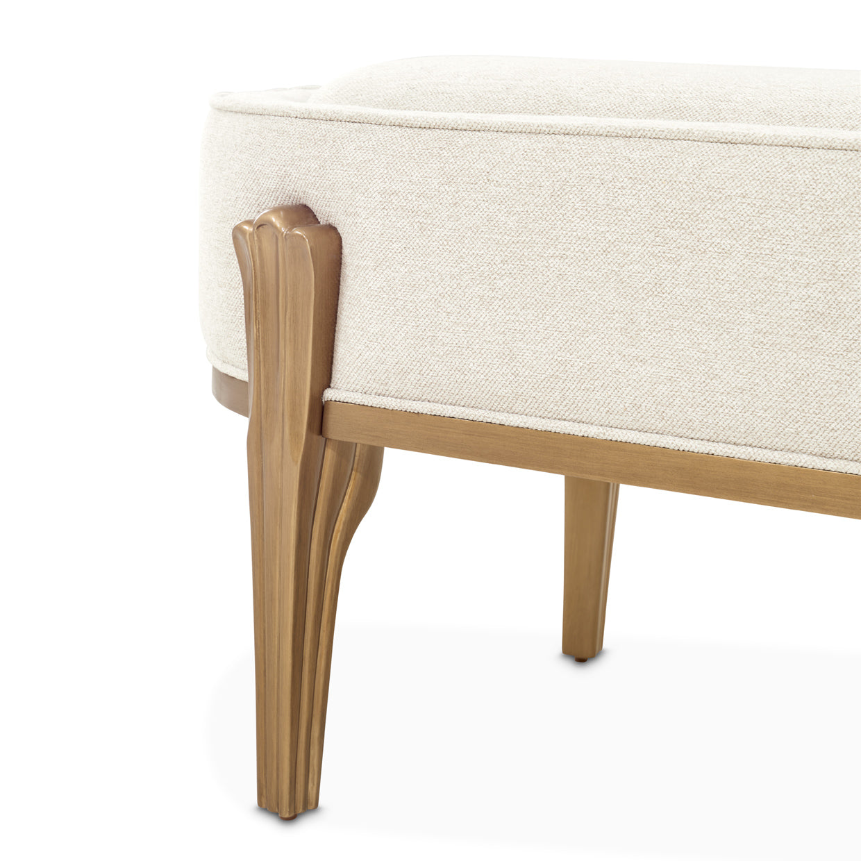 Camellia Field Antique Gold/Linen Accent Bench - Ornate Home