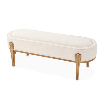 Camellia Field Antique Gold/Linen Accent Bench - Ornate Home
