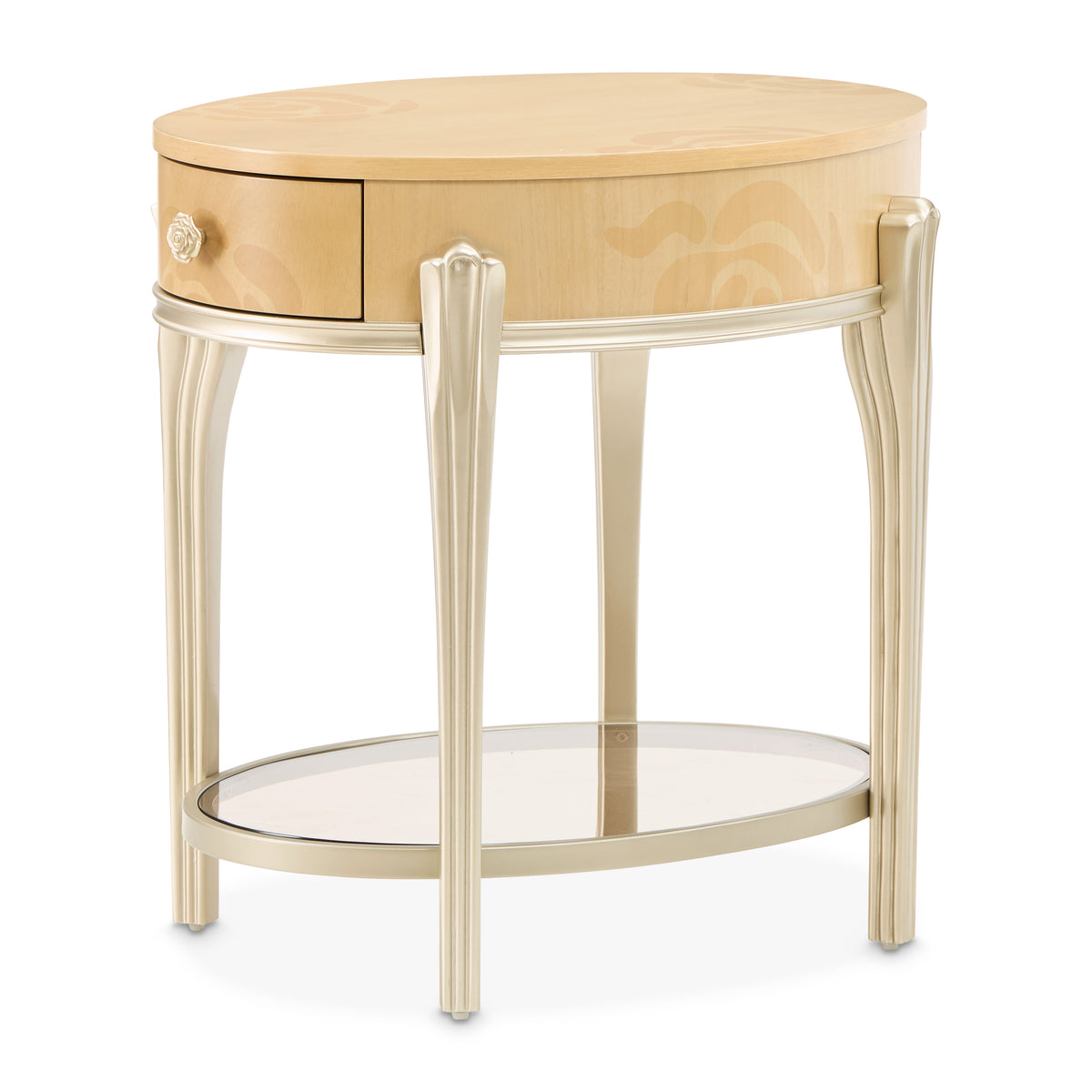 Camellia Field Caramel Oval End Table with Drawer