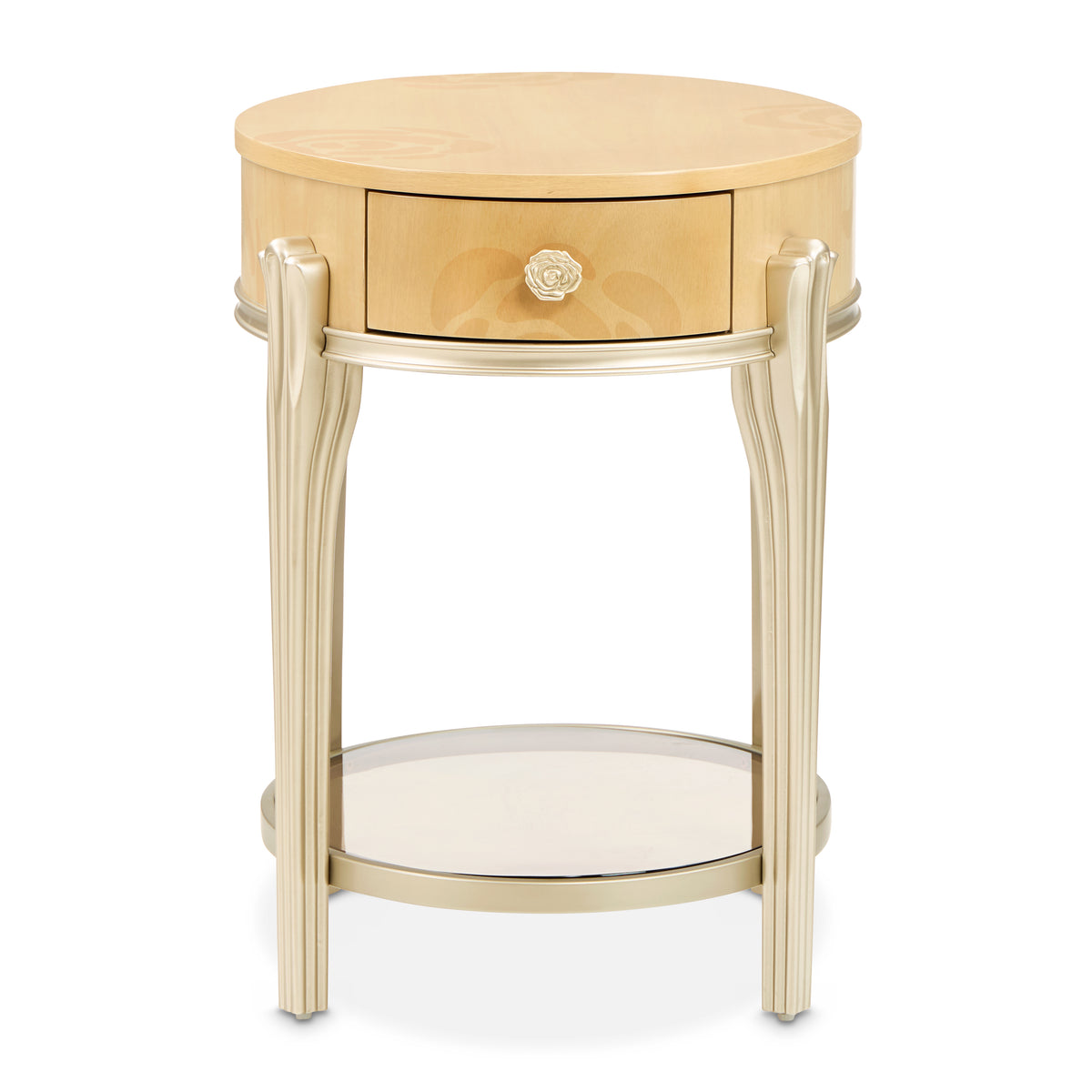 Camellia Field Caramel Oval End Table with Drawer