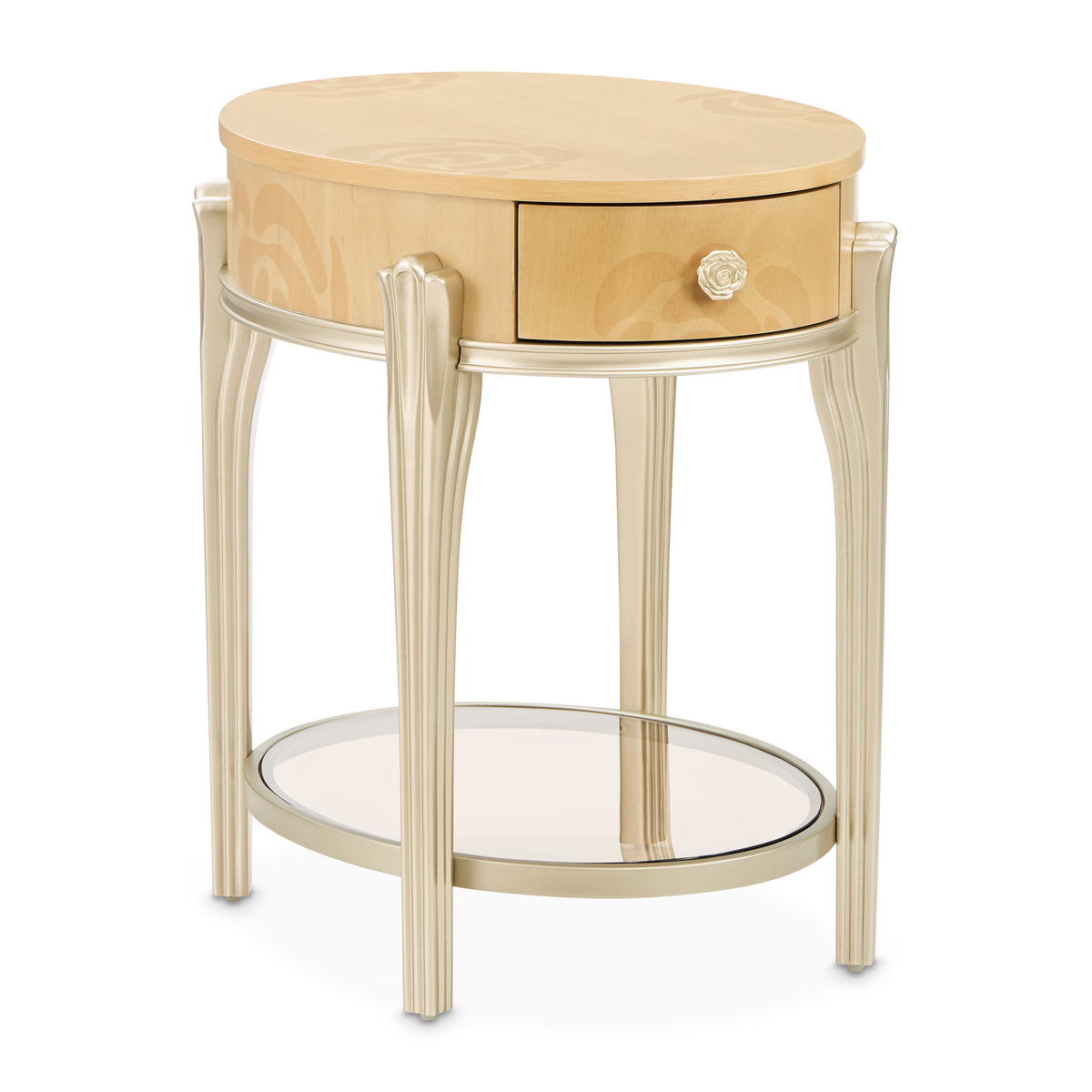Camellia Field Caramel Oval End Table with Drawer