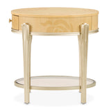 Camellia Field Caramel Oval End Table with Drawer