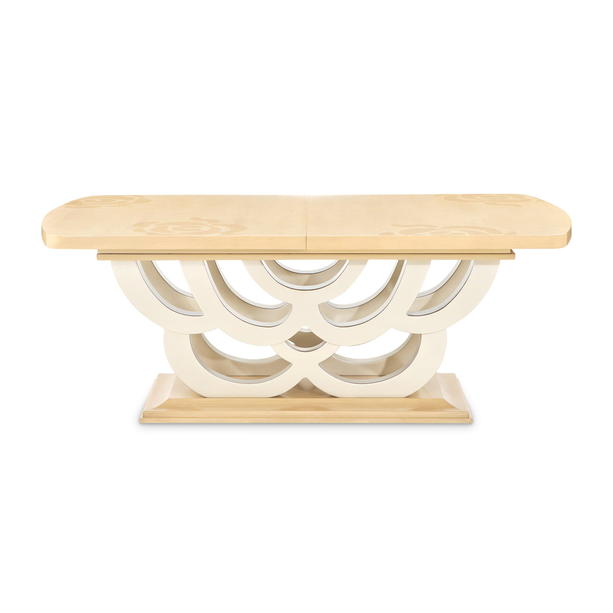 Camellia Field Caramel Rectangular Pedestal Dining Table