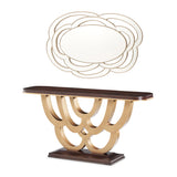 Camellia Field Warm Pecan Console Table with Mirror - Ornate Home
