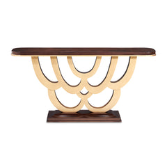 Camellia Field Warm Pecan Console Table with Mirror - Ornate Home