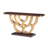 Camellia Field Warm Pecan Console Table with Mirror - Ornate Home
