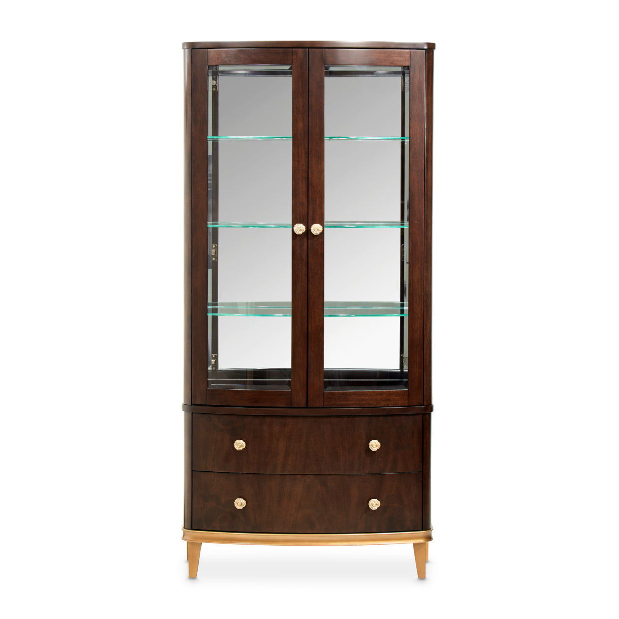Camellia Field Warm Pecan Display Cabinet - Ornate Home