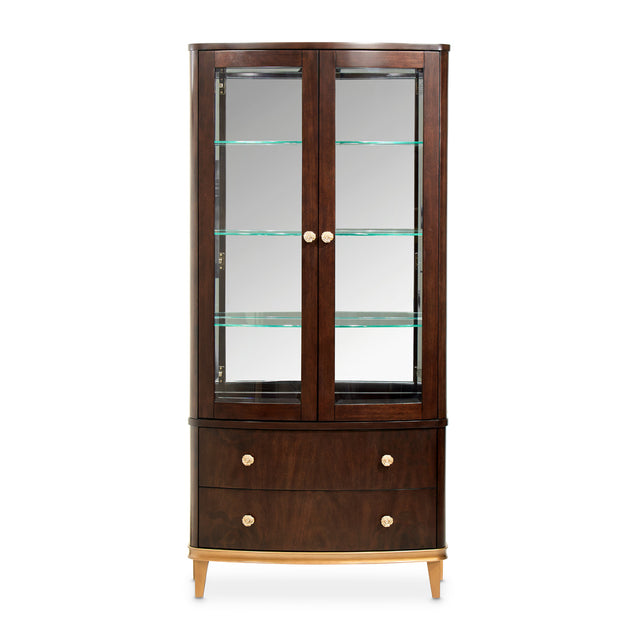 Camellia Field Warm Pecan Display Cabinet - Ornate Home
