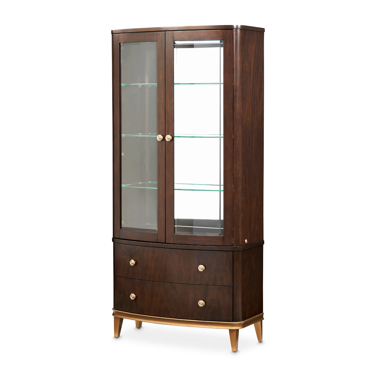 Camellia Field Warm Pecan Display Cabinet - Ornate Home