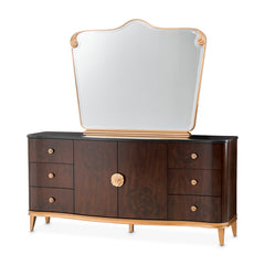 Camellia Field Warm Pecan Dresser with Mirror - Ornate Home
