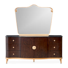 Camellia Field Warm Pecan Dresser with Mirror - Ornate Home